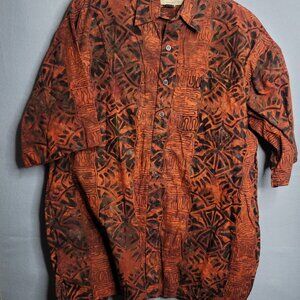 Johari West Hawaiian Shirt Mens 3XLT XXXLT Button Front Camp Casual Geometric
